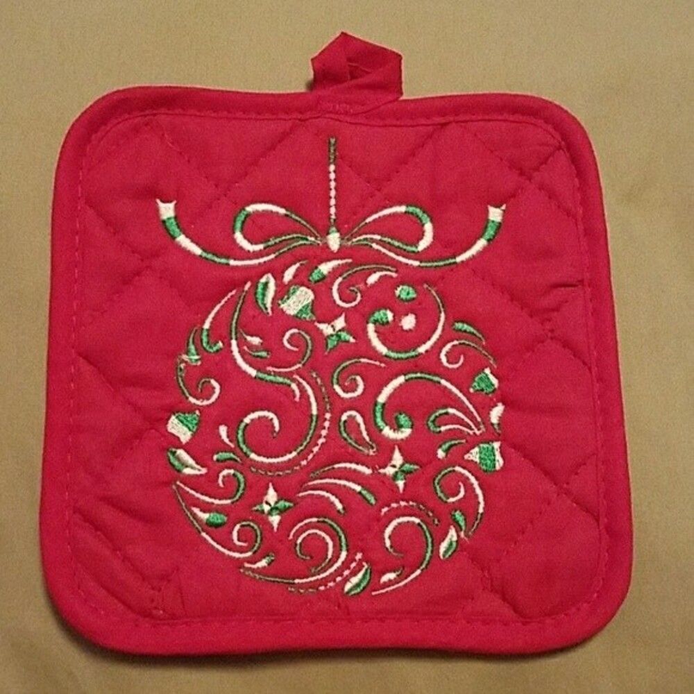 Embroidered Christmas Pot Holder GIFT Brand New